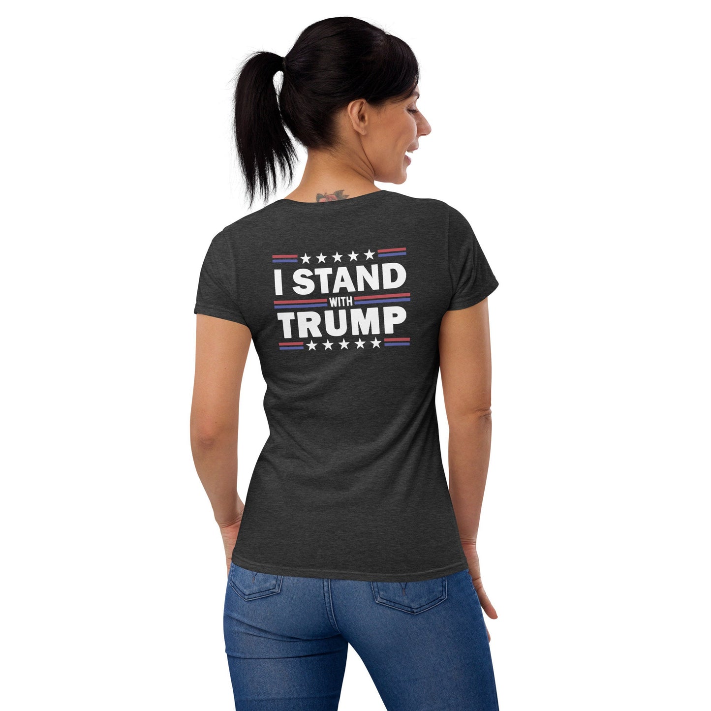 I Stand With Trump Women's Short Sleeve T-shirt, Pro America Ladies Tshirt, Republican Shirt, Republican Gifts, Conservative Mug,