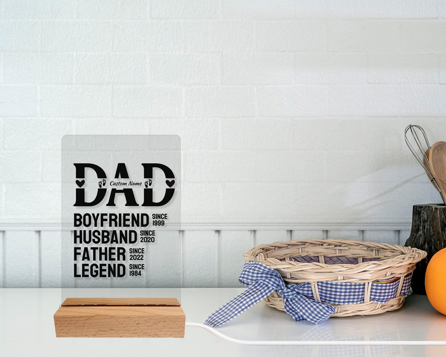 Father's Day Gift/ Personalized Gift For Dad/ Acrylic LED With Dates For Boyfriend/  Husband/ Father/ Legend/ Office Desk Gift/