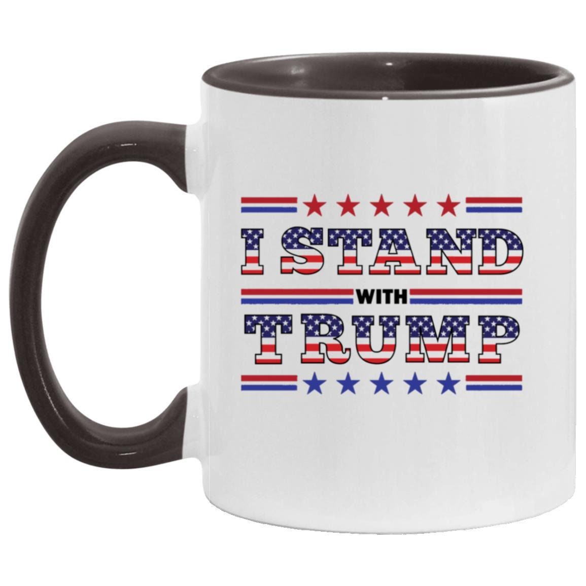 I Stand With Trump Mug, Pro America Mug, Republican Mug, Republican Gifts, Conservative Mug, Colored Mugs With Red Black and Blue Handles