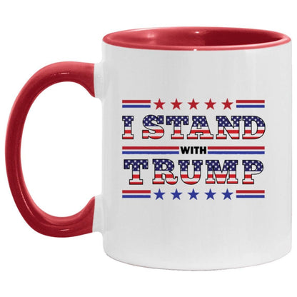 I Stand With Trump Mug, Pro America Mug, Republican Mug, Republican Gifts, Conservative Mug, Colored Mugs With Red Black and Blue Handles