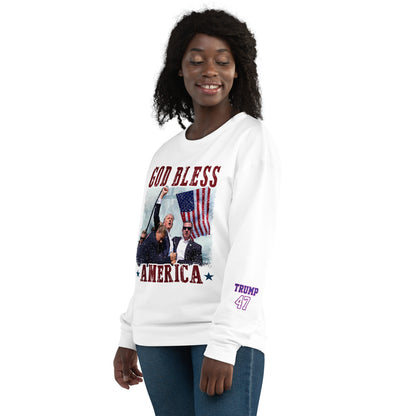 God Bless America/Unisex Trump Sweatshirt/Trump 47 On Sleave/Trump Fans Sweatshirt/MAGA Sweatshirt/Patriotic Trump Sweatshirt