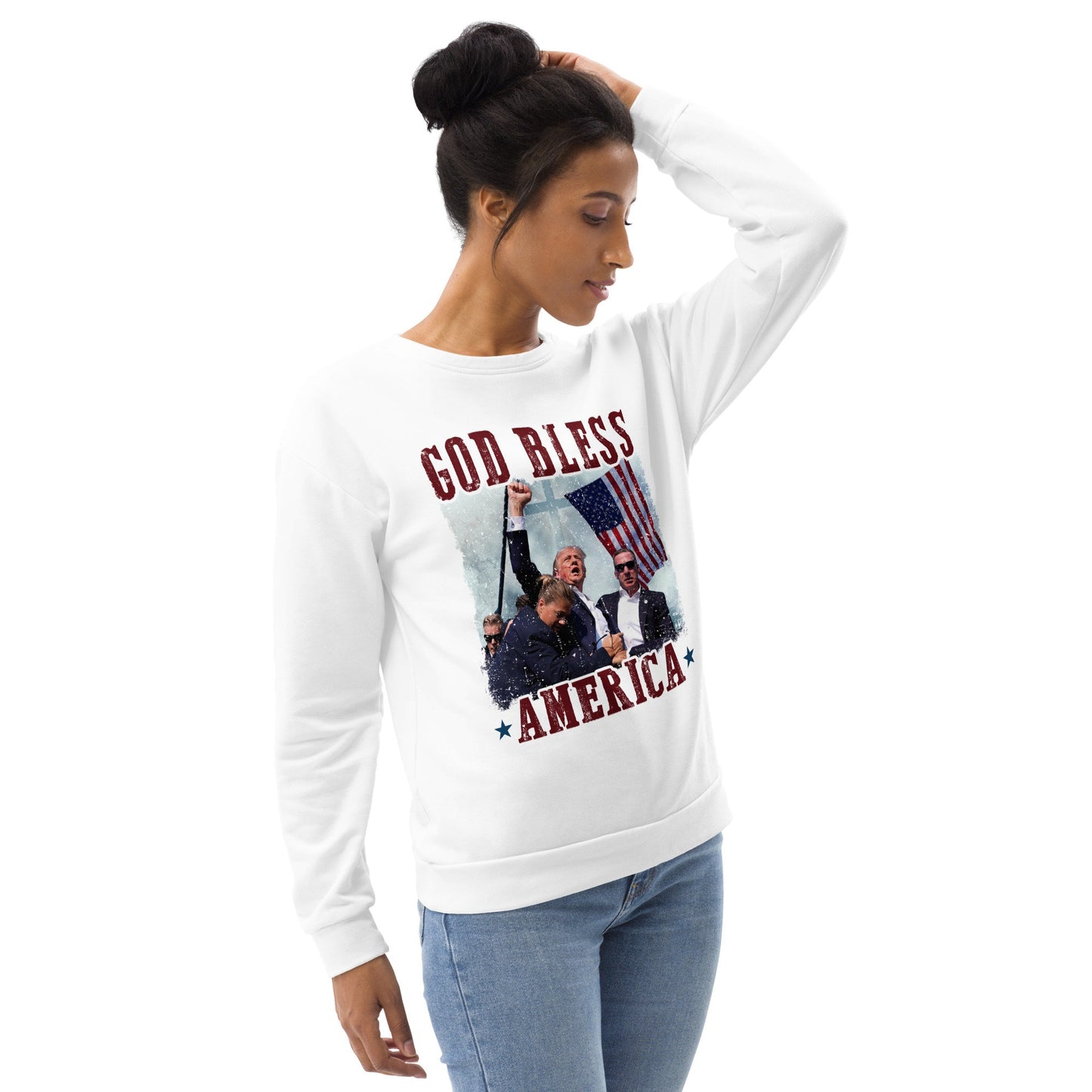 God Bless America/Unisex Trump Sweatshirt/Trump 47 On Sleave/Trump Fans Sweatshirt/MAGA Sweatshirt/Patriotic Trump Sweatshirt