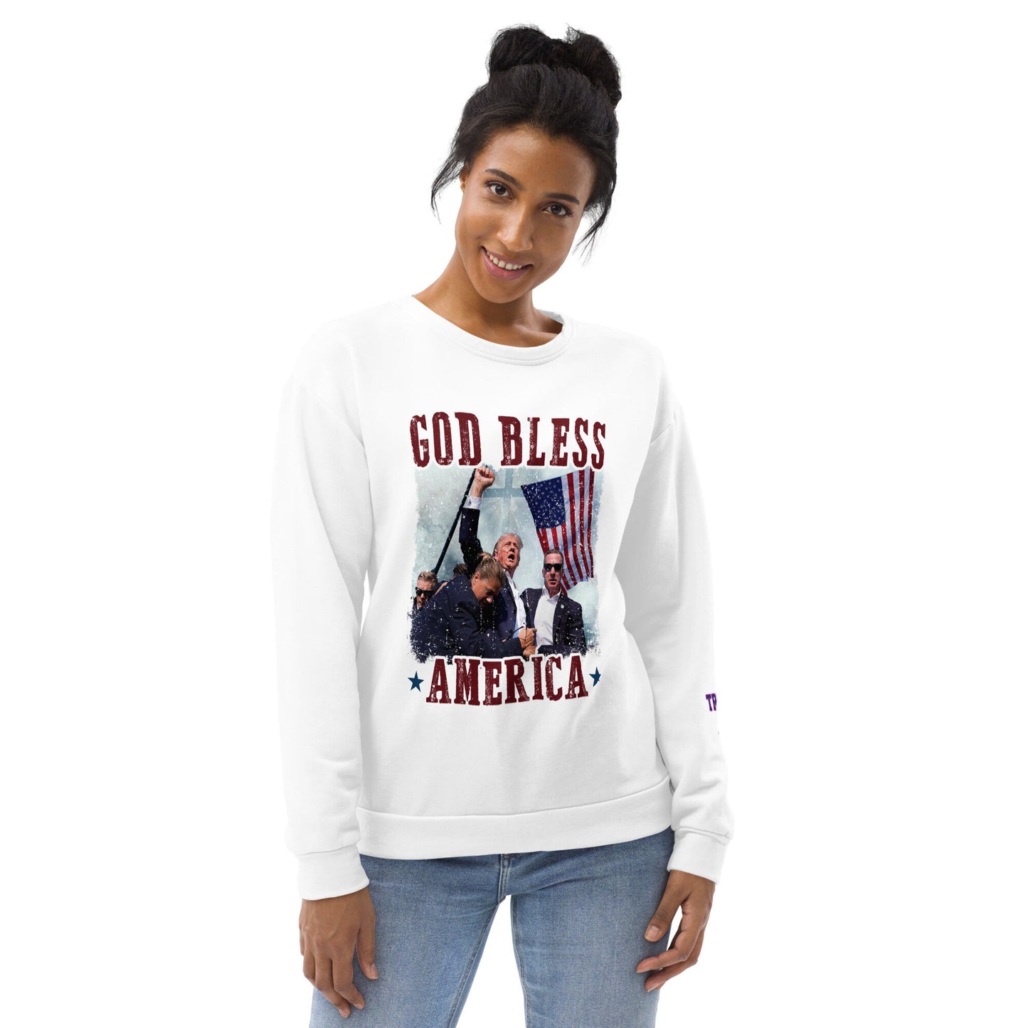 God Bless America/Unisex Trump Sweatshirt/Trump 47 On Sleave/Trump Fans Sweatshirt/MAGA Sweatshirt/Patriotic Trump Sweatshirt