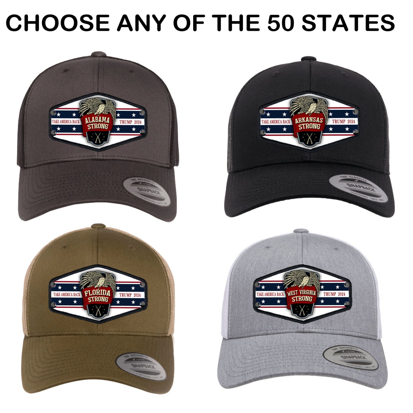 Custom Made With State of Your Choice Trump Americana Hat/ Take America Back/Trump 2024/ Personalized With State Strong/Trump Strong