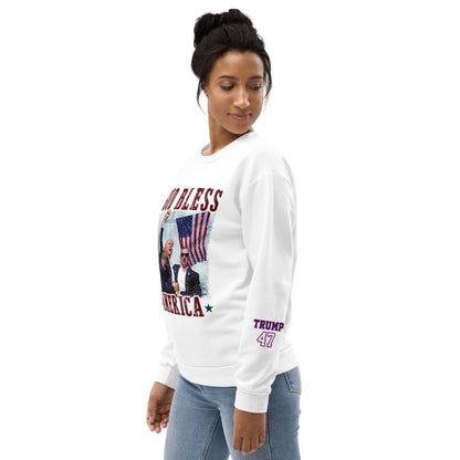 God Bless America/Unisex Trump Sweatshirt/Trump 47 On Sleave/Trump Fans Sweatshirt/MAGA Sweatshirt/Patriotic Trump Sweatshirt