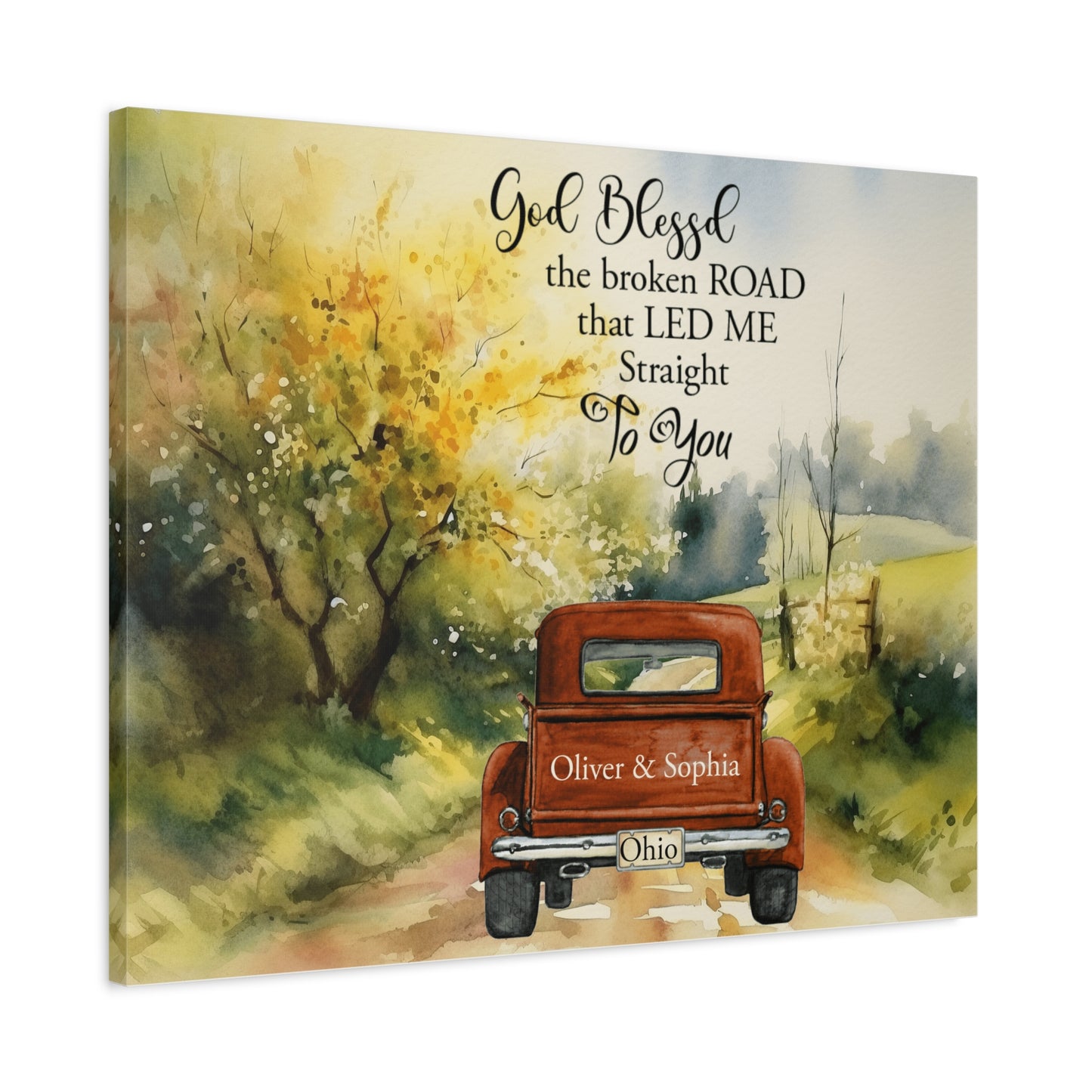 Custom Canvas Art, Romantic Landscape Wall Decor, Customizable Couple Gift, Personalized Name Sign, Love Story Artwork, Home Decoration