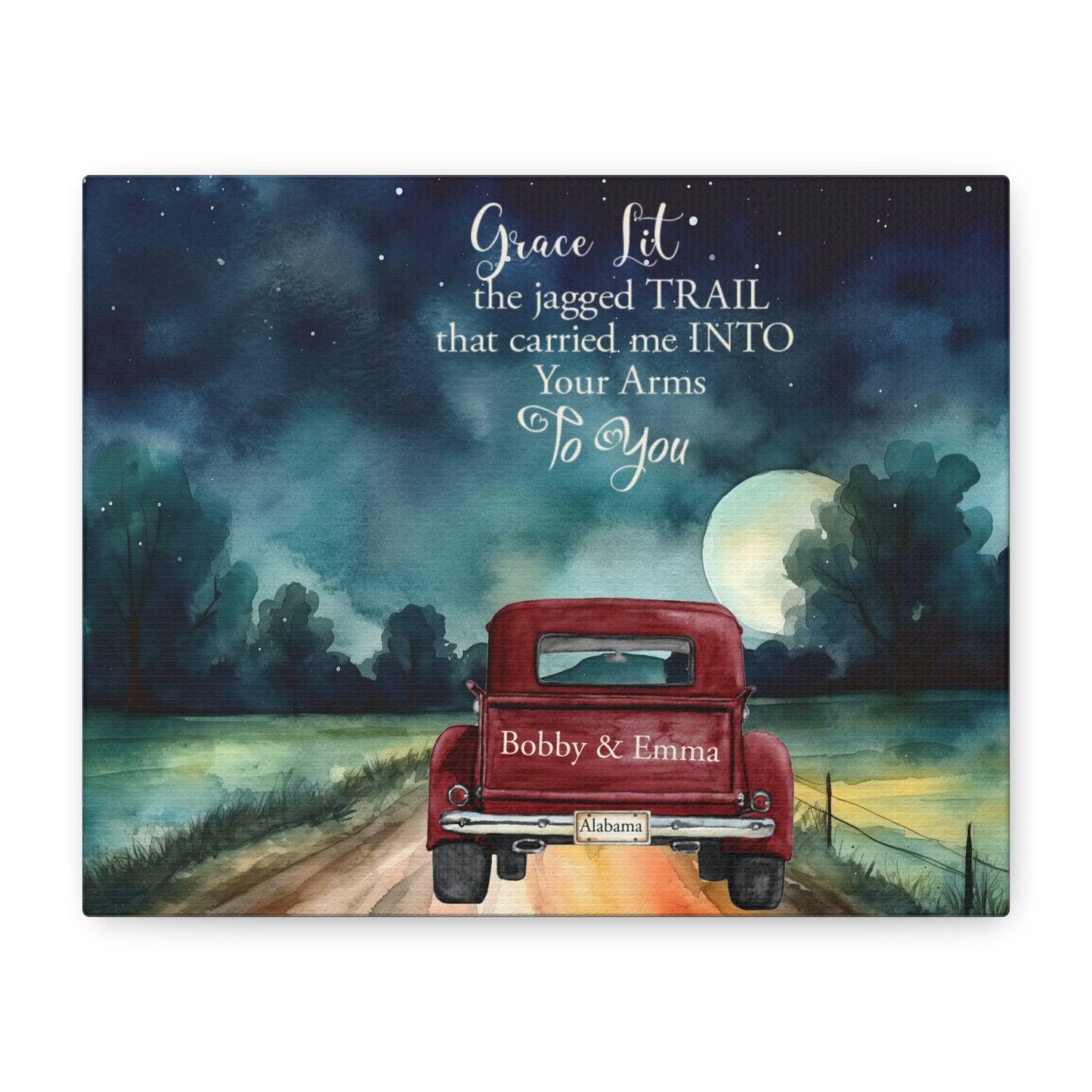 Custom Canvas Art, Romantic Landscape Wall Decor, Customizable Couple Gift, Personalized Name Sign, Love Story Artwork, Home Decoration