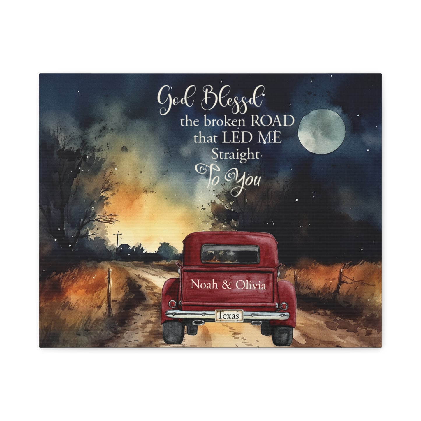 Custom Canvas Art, Romantic Landscape Wall Decor, Customizable Couple Gift, Personalized Name Sign, Love Story Artwork, Home Decoration