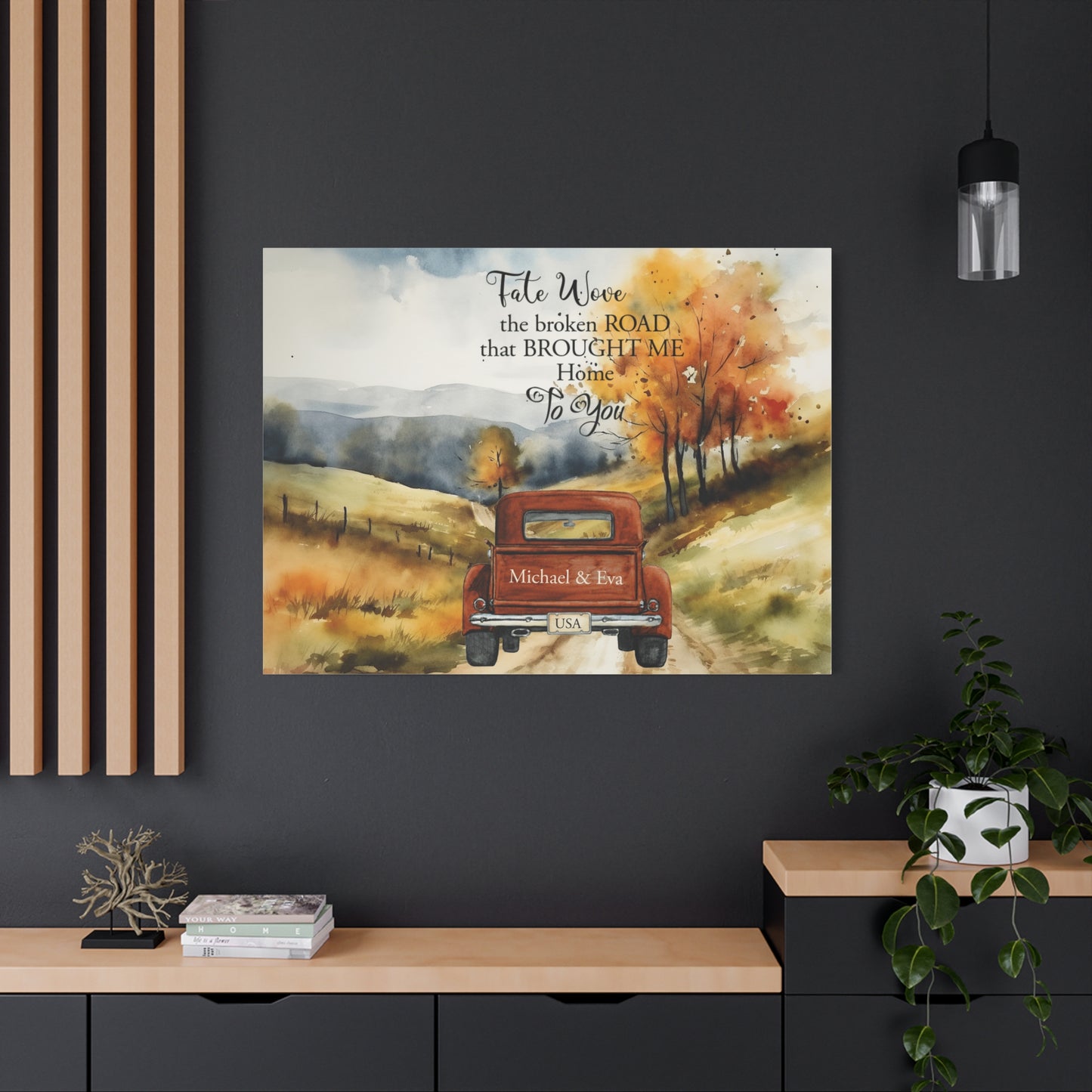 Custom Canvas Art, Romantic Landscape Wall Decor, Customizable Couple Gift, Personalized Name Sign, Love Story Artwork, Home Decoration