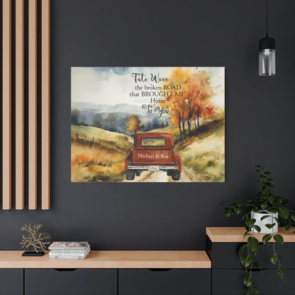 Custom Canvas Art, Romantic Landscape Wall Decor, Customizable Couple Gift, Personalized Name Sign, Love Story Artwork, Home Decoration