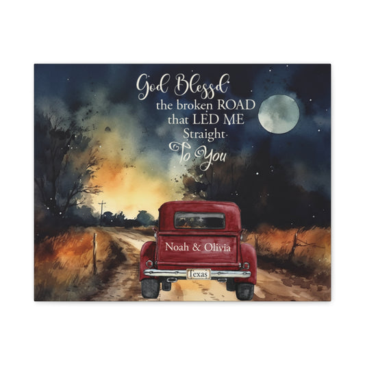 Custom Canvas Art, Romantic Landscape Wall Decor, Customizable Couple Gift, Personalized Name Sign, Love Story Artwork, Home Decoration