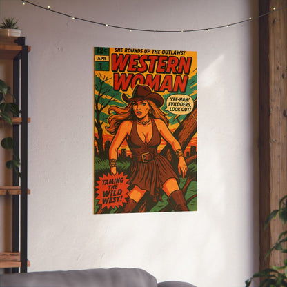 Retro Western Woman Comic Poster - Vintage Art Decor