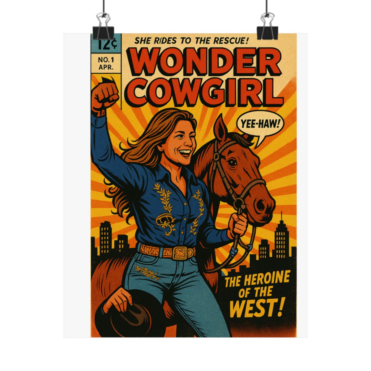 Retro Western Woman Comic Poster - Vintage Art Decor