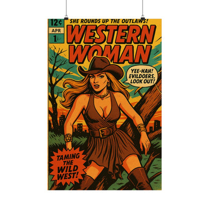 Retro Western Woman Comic Poster - Vintage Art Decor