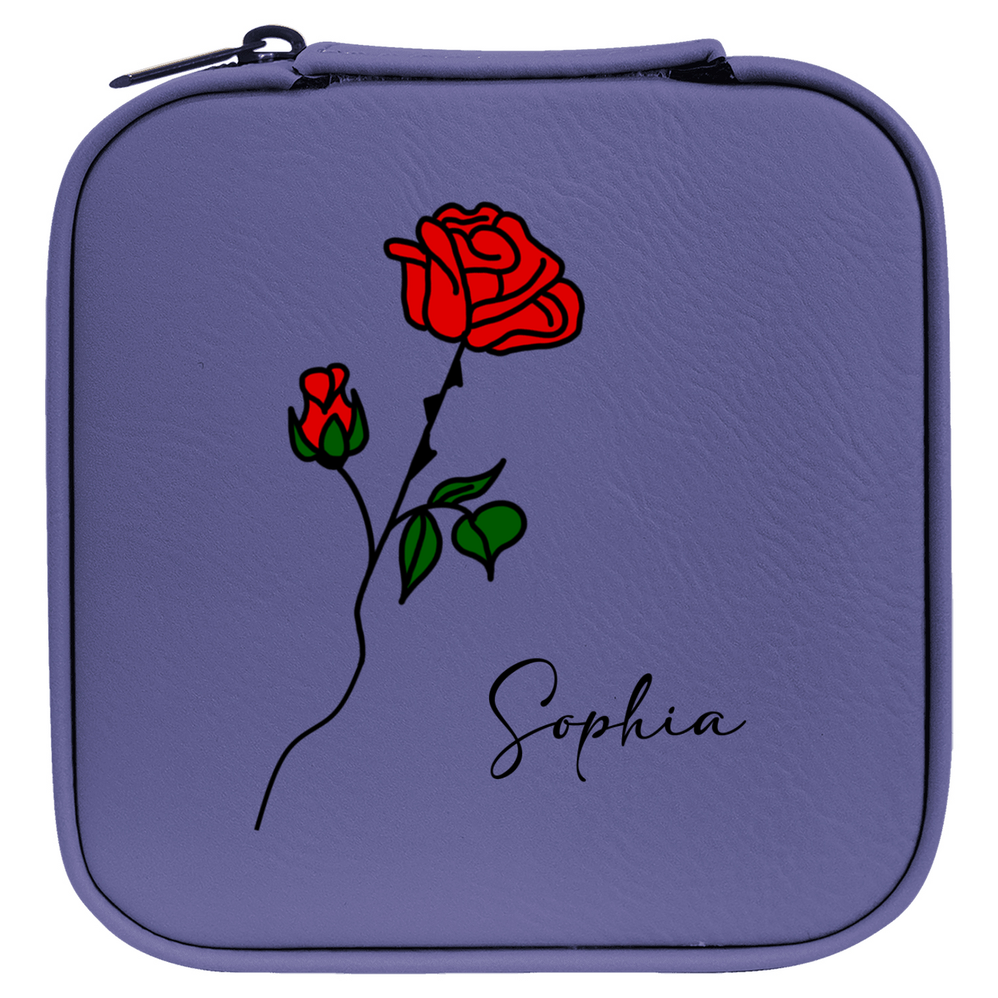 Personalized Travel Jewelry Box – Custom Engraved Name & Color Birth Flower, Gift for Her, Mother's Day, Birthday