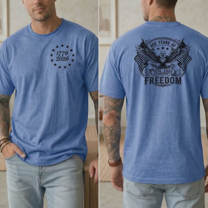 USA 250th Anniversary T-Shirt, Patriotic Eagle Freedom Apparel, 1776-2026 Celebration