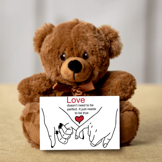 Brown Teddy Bear, Custom Message On Canvas, Love Doesn't Need To Be Perfect, Wedding Anniversary Gifts, Gifts for Couples, Valentines Gift