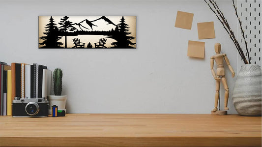 Mountain Scene Flying Ducks Panoramic Wood